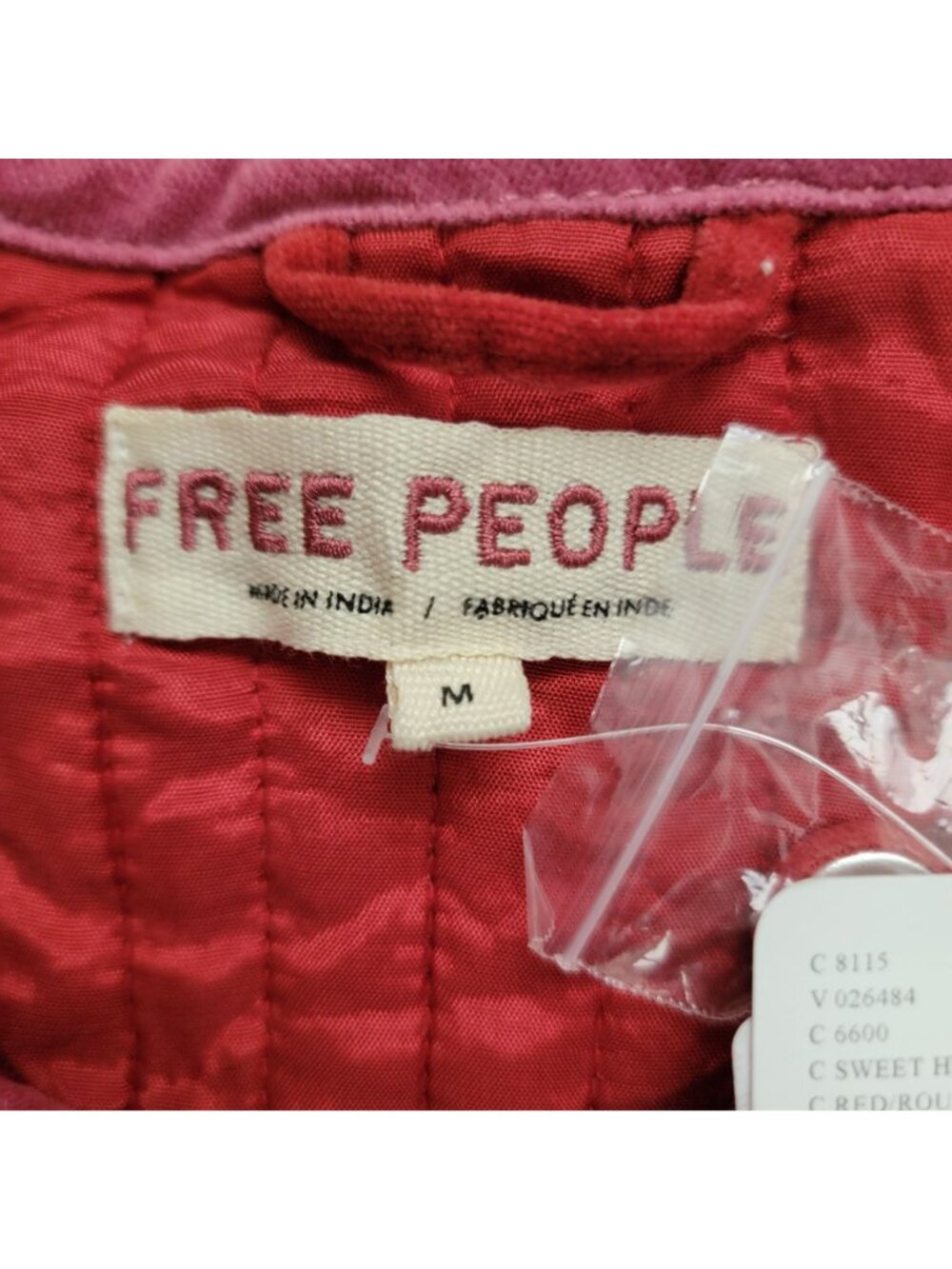 Free People Natalia Quilted Jacket Cottagecore Country Festival Red Womens M - Picture 4 of 8